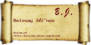 Belovay János névjegykártya
